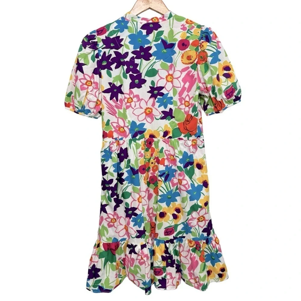 NWT J.Crew Puff-sleeve Dress in Vibrant‎ Garden Print Floral Tiered Shift 4